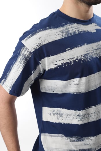 Lacivert Baskılı Regular Fit Erkek T-shirt E7107