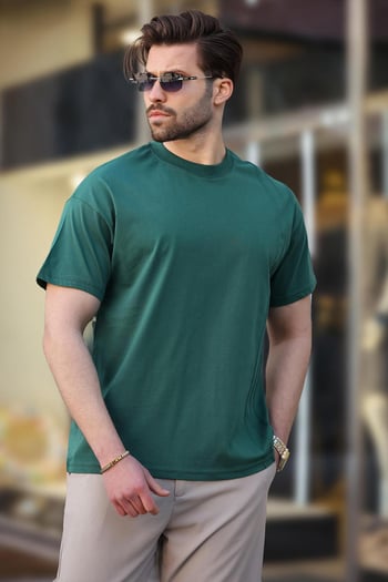 Madmext Yeşil  OverFit Erkek T-shirt E7130