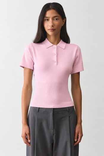 Pembe Slim Fit Polo Yaka Triko Tişört MG2805