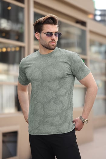 Haki Basic Erkek T-shirt E7131