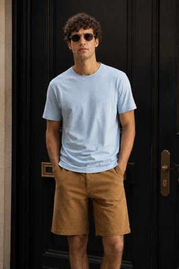 Madmext Men Light Blue T-shirt 4951