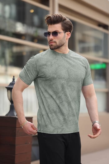Haki Basic Erkek T-shirt E7131