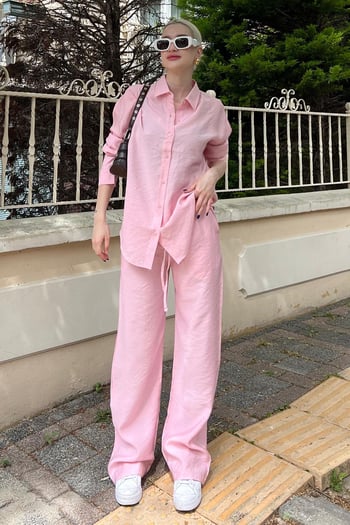 Pembe Gömlek Pantolon İkili Takım Takım MG2117