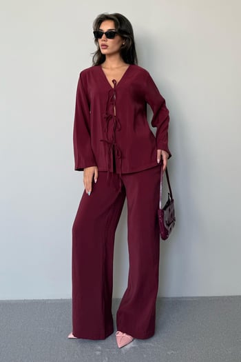 Bordo Önü Bağlamalı Alt Üst Takım Mg2473