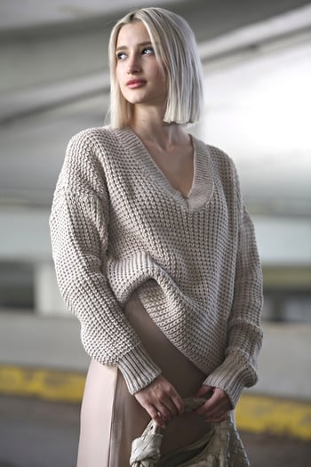 Stone Gray Oversize V Neck Sweater MG1440