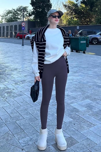 Boyalı Gri Yüksek Bel Kadın Tayt MG2230