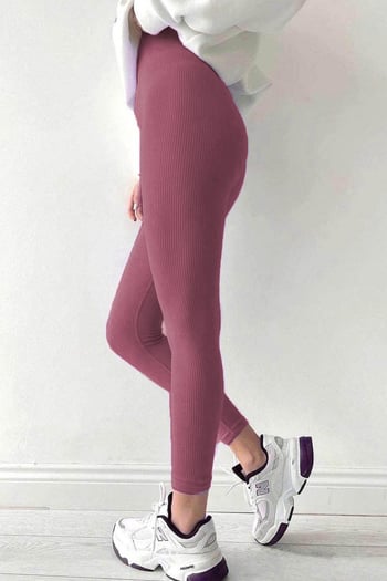 Pembe Yüksek Bel Kadın Fitilli Tayt MG1625