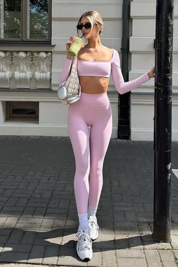 Pembe  Yüksek Bel Kadın Tayt MG2230