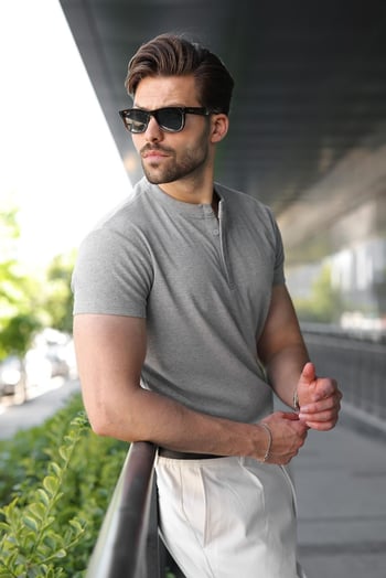 Grimelanj Slim Fit Hakim Yaka Triko Erkek Tişört E7189