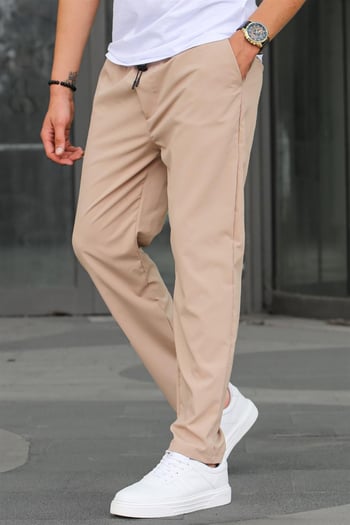 Kumaş Paraşüt Bej Basic Erkek Pantolon 6513