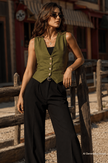 Madmext Haki Kadın Yelek Mg2334