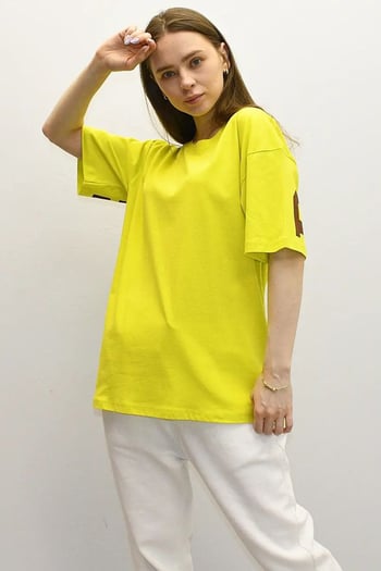 Women Printed Oversize Green T-Shirt MG1529