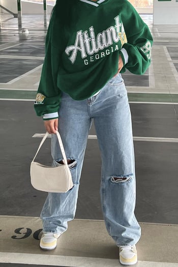 Green Printed V Neck Sweatshirt MG1576