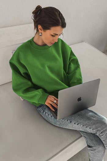 Green Crewneck Basic Sweatshirt MG1559