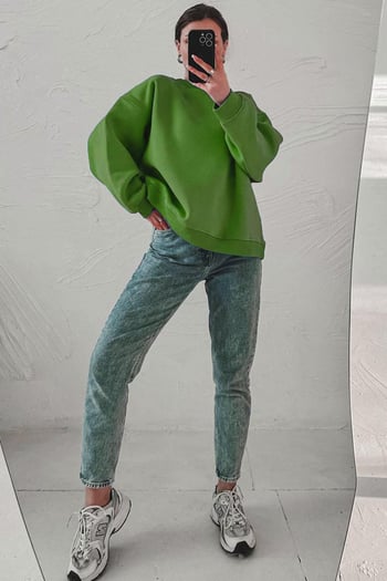Green Crewneck Basic Sweatshirt MG1559