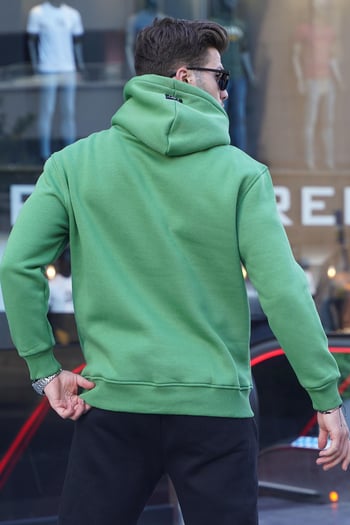 Yeşil Fermuarlı Kapüşonlu Sweatshirt 6143