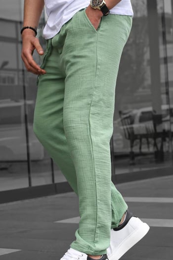 Yeşil Müslin Kumaş Erkek Basic Pantolon 6507