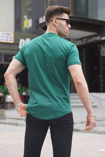 Yeşil Polo Yaka Basic Erkek Tişört 6132