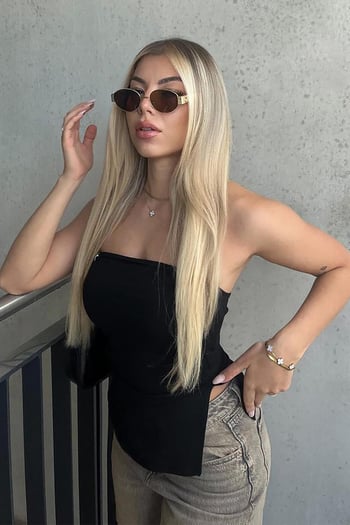 Siyah Büzgülü Kalın Streç Bandeau Top MG2164