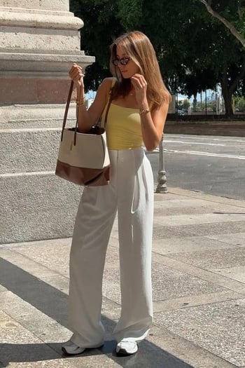 Sarı Fitilli Görünümlü Askılı Basic Atlet MG2236
