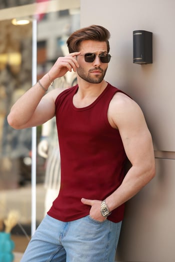 Bordo Kalın Askılı Basic Erkek Atlet E7157