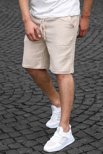 Bej Basic Keten Erkek Şort 6506