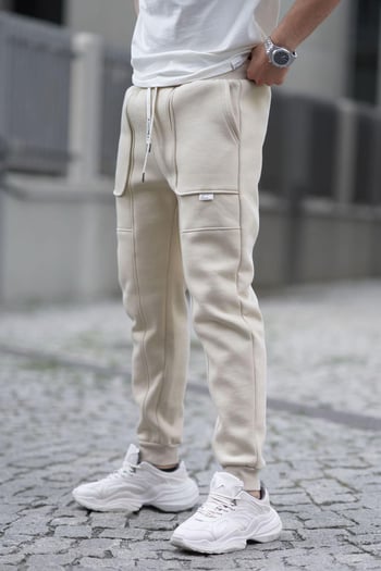 Bej Kargo Cep Basic Eşofman Altı 6527