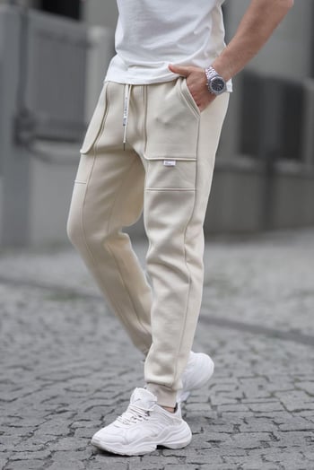 Bej Kargo Cep Basic Eşofman Altı 6527