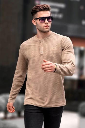 Bej Waffle Kumaş Basic Kazak 6007
