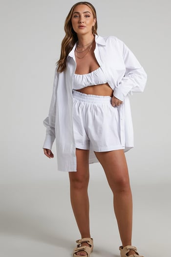 Beyaz Oversize Basic Gömlek MG1794