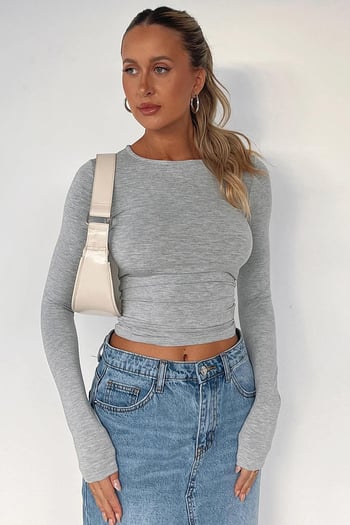 Gri Basic Slim Kadın Body MG1994
