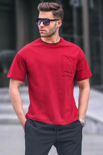 Bordo Parçalı Basic Erkek Tişört 6090