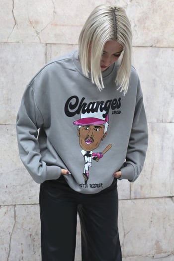 Dye Gray Printed Oversize Sweatshirt MG1578
