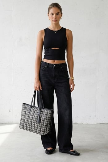 Michelle Siyah Monogram Omuz Çantası MG2838