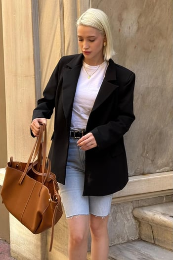 Siyah Astarlı Kadın Blazer Ceket Mg2508