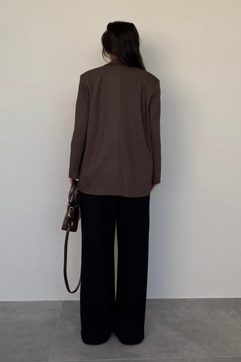 Kahverengi Oversize Blazer Kadın Ceket Mg2445