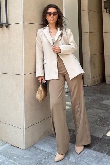 Taş Rengi Astarlı Kadın Blazer Ceket Mg2508