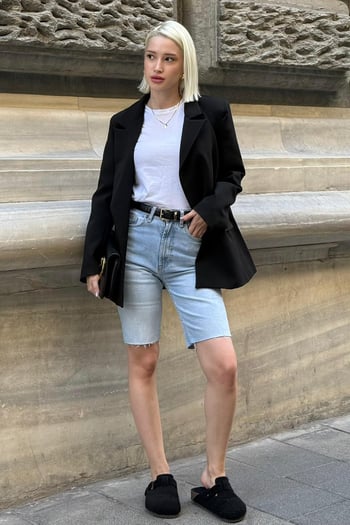 Siyah Astarlı Kadın Blazer Ceket Mg2508