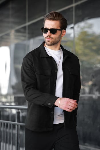 Siyah Cep Detaylı Gömlek Ceket 6748