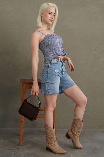 Saks Ayarlanabilir Askı Pötikareli Crop Mg2371 