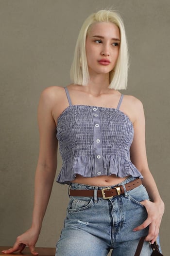 Saks Ayarlanabilir Askı Pötikareli Crop Mg2371 