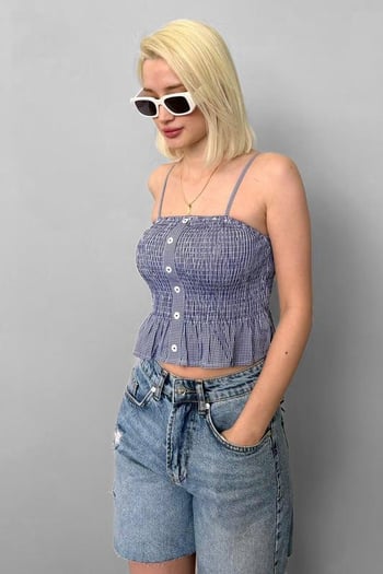 Saks Ayarlanabilir Askı Pötikareli Crop Mg2371 