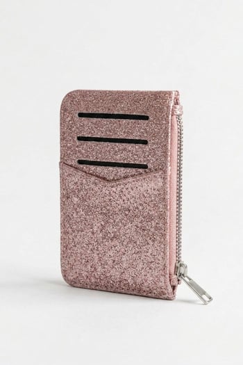 Pembe Simli Fermuarlı Kadın Kartlık MG2846