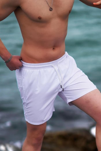 Beyaz Yandan Cepli Erkek Deniz Şortu 7213