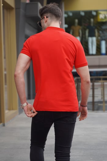 Erkek Polo Yaka Kırmızı Tişört 5822