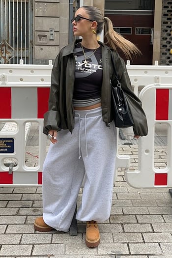 Karmelanj Stoperli Barrel Fit Şardonlu Kadın Eşofman Altı MG2687