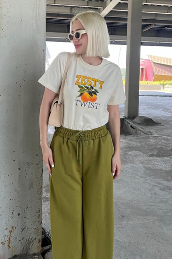 Fıstık Yeşili  Yumuşak Dokulu Palazzo Jogger Kadın Eşofman Altı MG2122