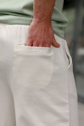 Ekru Önü Dikiş Detaylı Relaxed Fit Erkek Eşofman Altı E6590