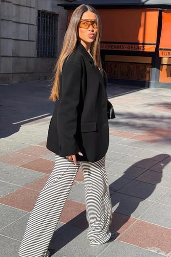Siyah Çizgili Straight Fit Kadın Eşofman Altı MG2786