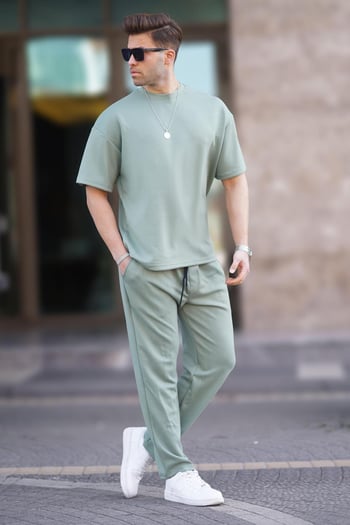 Mint Yeşili Oversize Kısa Kollu Eşofman Takımı 5954